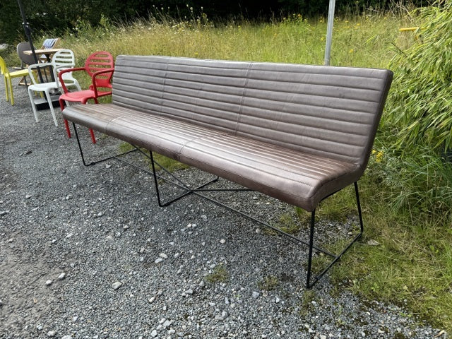 Sitzbank Leder taupe, Sitzbank taupe-grau, Länge 220 cm