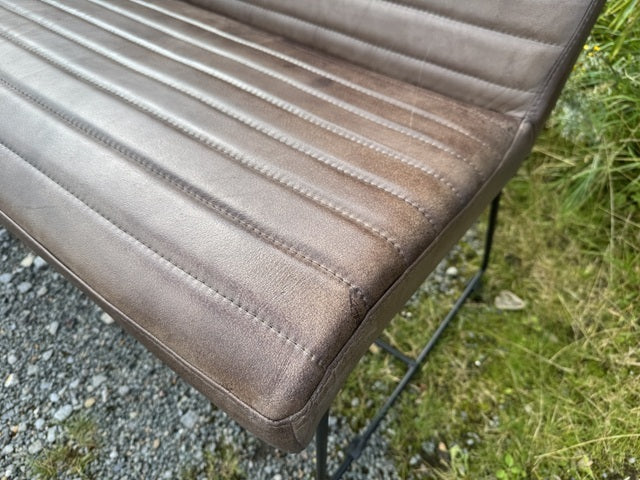 Sitzbank Leder taupe, Sitzbank taupe-grau, Länge 220 cm