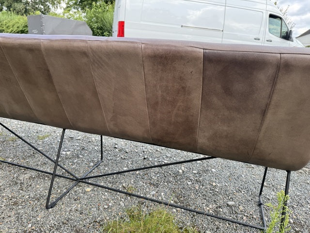 Sitzbank Leder taupe, Sitzbank taupe-grau, Länge 220 cm