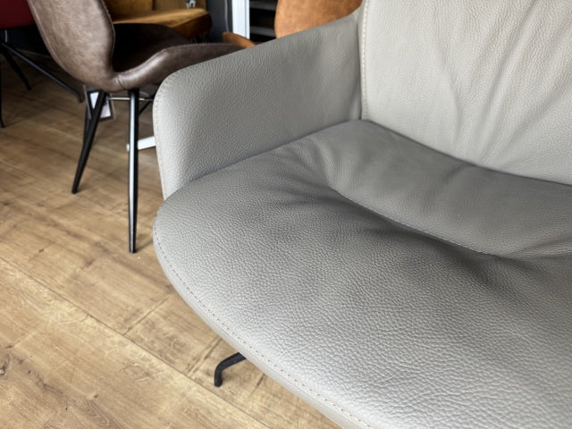 Stuhl grau Leder drehbar, Lederstuhl grau drehbar