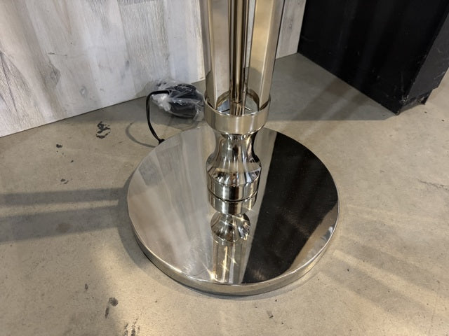 Stehlampe Silber, Stehleuchte mit Lampenschirm schwarz,  Höhe 160 cm