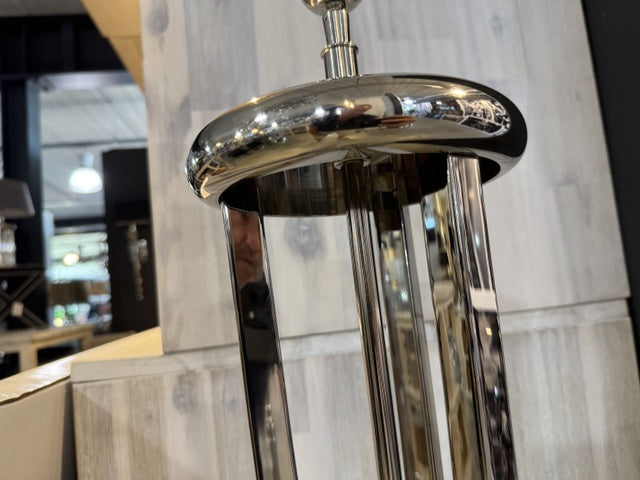 Stehlampe Silber, Stehleuchte mit Lampenschirm schwarz,  Höhe 160 cm