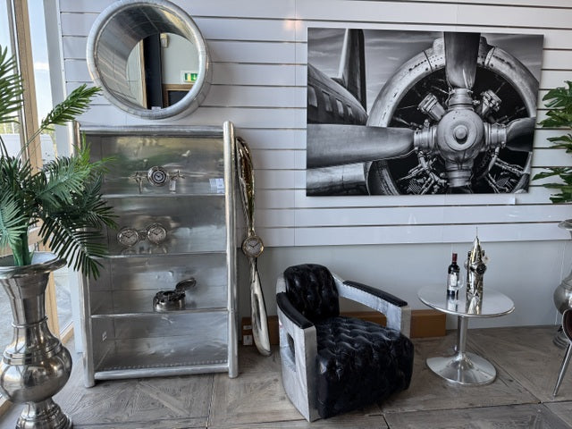 Regal Aircraft, Bücherregal Airplane Silber Aluminium, Breite 100 cm