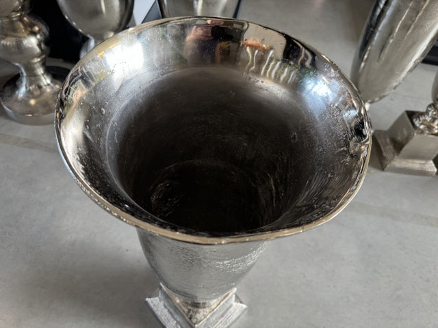 Vase Silber Metall, Vase Aluminium, Höhe 84 cm