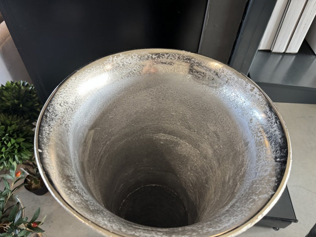 Bodenvase Silber Metall, Vase Aluminium, Höhe 140 cm