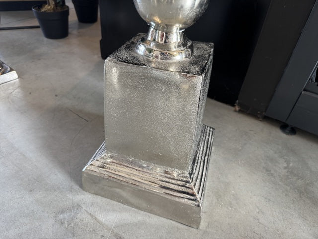 Bodenvase Silber Metall, Vase Aluminium, Höhe 140 cm