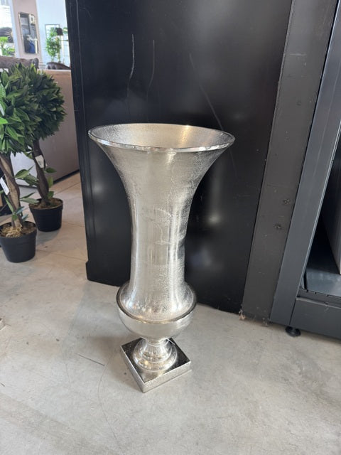 Vase Silber Metall, Vase Aluminium,  Höhe 61 cm