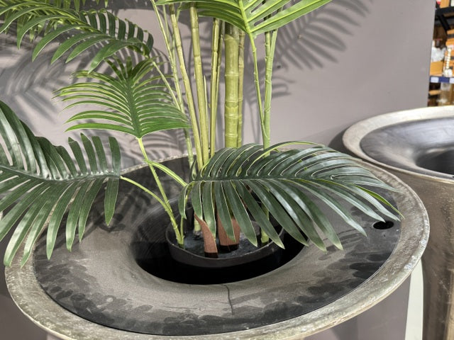 Bodenvase Silber, Bodenvase Metall groß, Vase Silber, Höhe 177 cm