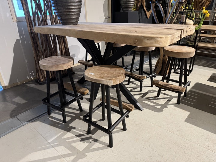 Barhocker Baumstamm, Barhocker Holz-Metall rustikal, Sitzhöhe 77 cm