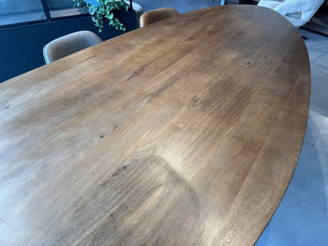 Esstisch Naturholz-Farbe oval, Tisch oval, Länge 220 cm