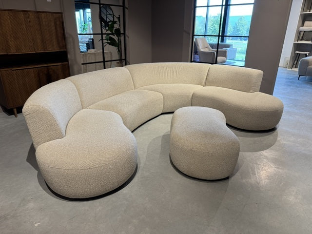 Sofa halbrund Natur-Stoff, Sofa modern, Lounge-Sofa halbrund, Breite 350 cm