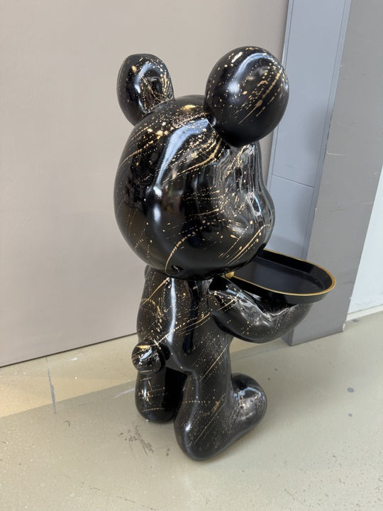 Deko Bär schwarz-Gold, modern Diener-Bär-Figur, Höhe ca. 48 cm