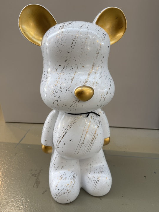 Deko Bär weiß-Gold, modern Figur Bär, Höhe ca. 48 cm