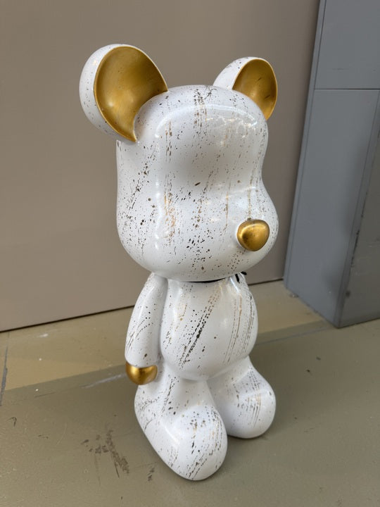 Deko Bär weiß-Gold, modern Figur Bär, Höhe ca. 48 cm