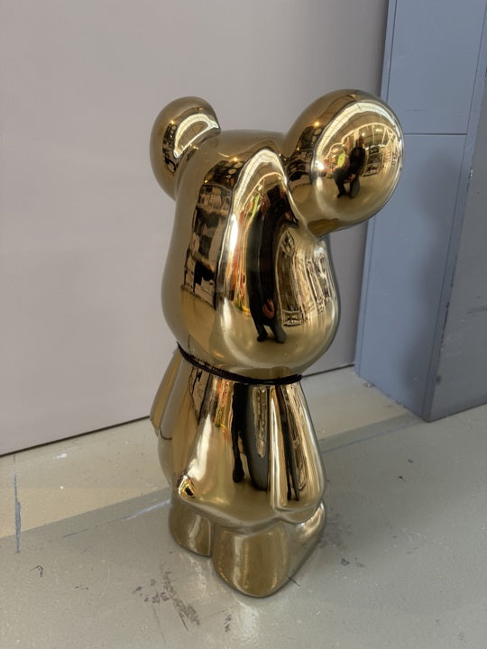 Deko Bär Gold, moderne Bär-Figur Gold, Höhe ca. 48 cm