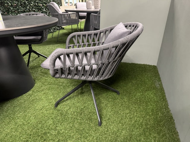 Gartenstuhl grau-anthrazit drehbar, Gartenstuhl gepolstert anthrazit