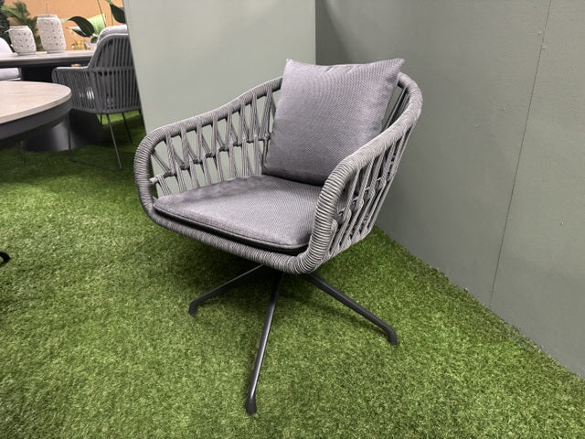 Gartenstuhl grau-anthrazit drehbar, Gartenstuhl gepolstert anthrazit