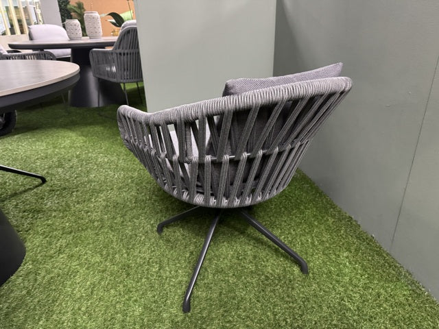 Gartenstuhl grau-anthrazit drehbar, Gartenstuhl gepolstert anthrazit