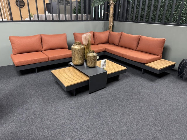 Lounge-Sofa anthrazit-Terracotta, Eck-Gartensofa Terracotta, Lounge anthrazit-Terracotta, Breite 245 cm