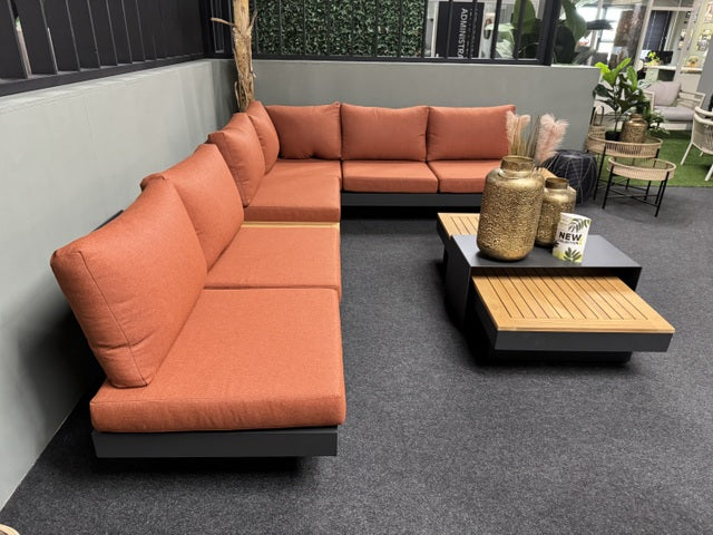 Lounge-Sofa anthrazit-Terracotta, Eck-Gartensofa Terracotta, Lounge anthrazit-Terracotta, Breite 245 cm