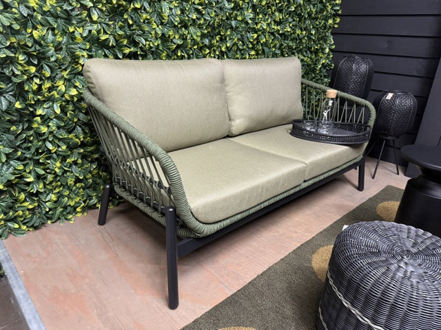 Set 3 teiliges Loungset grün, Gartensofa grün, Gartensessel grün