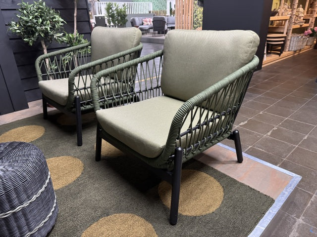 Set 3 teiliges Loungset grün, Gartensofa grün, Gartensessel grün