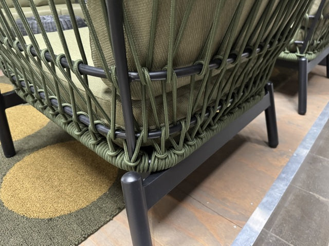 Set 3 teiliges Loungset grün, Gartensofa grün, Gartensessel grün