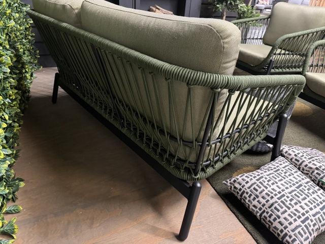 Set 3 teiliges Loungset grün, Gartensofa grün, Gartensessel grün