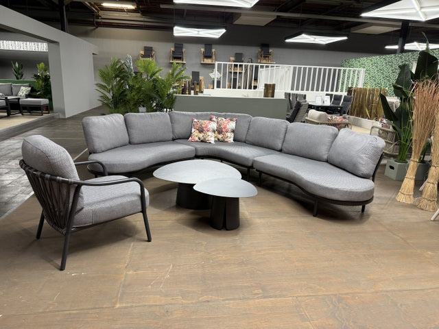 Loungesofa grau-anthrazit, Lounge grau-anthrazit Aluminium-Gestell, Gartensofa grau, Breite 325 cm