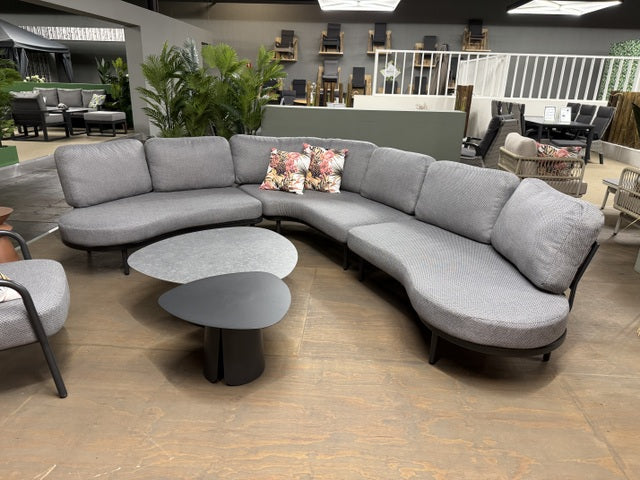 Loungesofa grau-anthrazit, Lounge grau-anthrazit Aluminium-Gestell, Gartensofa grau, Breite 325 cm
