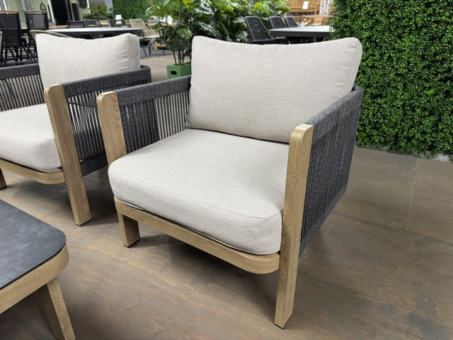 Gartensofa Farbe Sand-taupe, Set 4 teiliges Loungeset Holzoptik-taupe, Garten Sitzgruppe