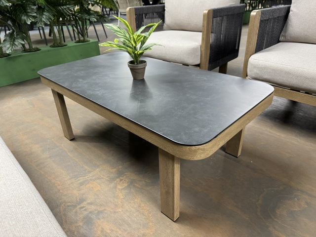 Gartensofa Farbe Sand-taupe, Set 4 teiliges Loungeset Holzoptik-taupe, Garten Sitzgruppe