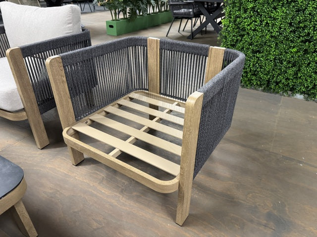 Gartensofa Farbe Sand-taupe, Set 4 teiliges Loungeset Holzoptik-taupe, Garten Sitzgruppe