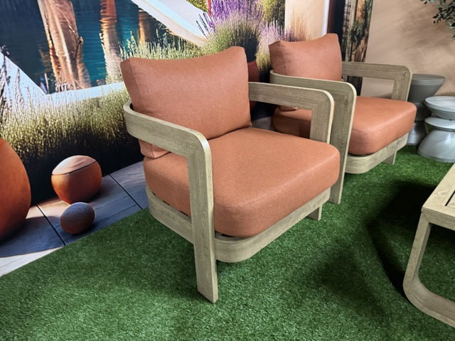 Gartensofa Terracotta, Set 4 teiliges Loungeset Holzoptik-Terracotta, Garten Sitzgruppe Terracotta