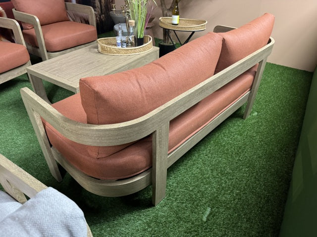 Gartensofa Terracotta, Set 4 teiliges Loungeset Holzoptik-Terracotta, Garten Sitzgruppe Terracotta