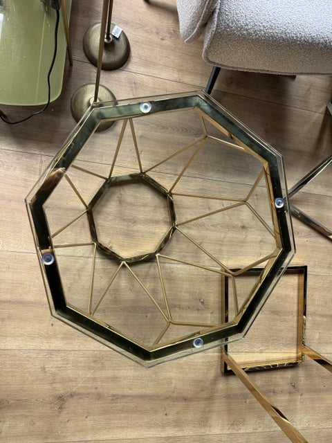 Beistelltisch Gold, Beistelltisch Glas, Durchmesser 50 cm 