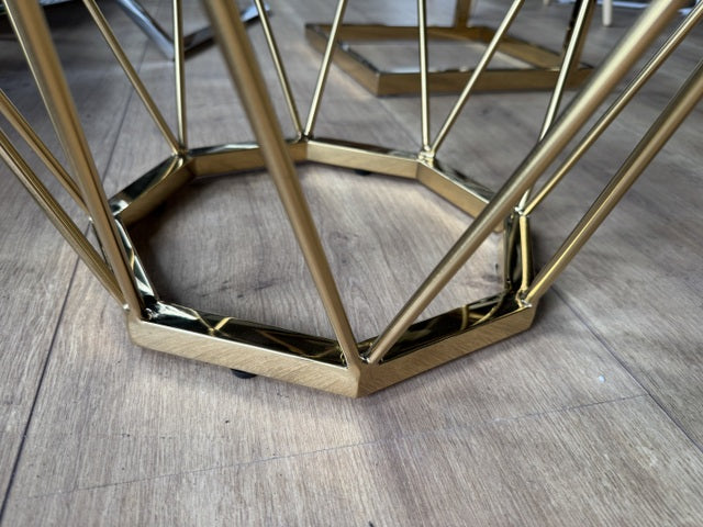 Beistelltisch Gold, Beistelltisch Glas, Durchmesser 50 cm 