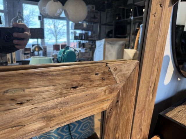 Spiegel Massivholz Teak, Wandspiegel Holz, Maße 120 x 80 cm