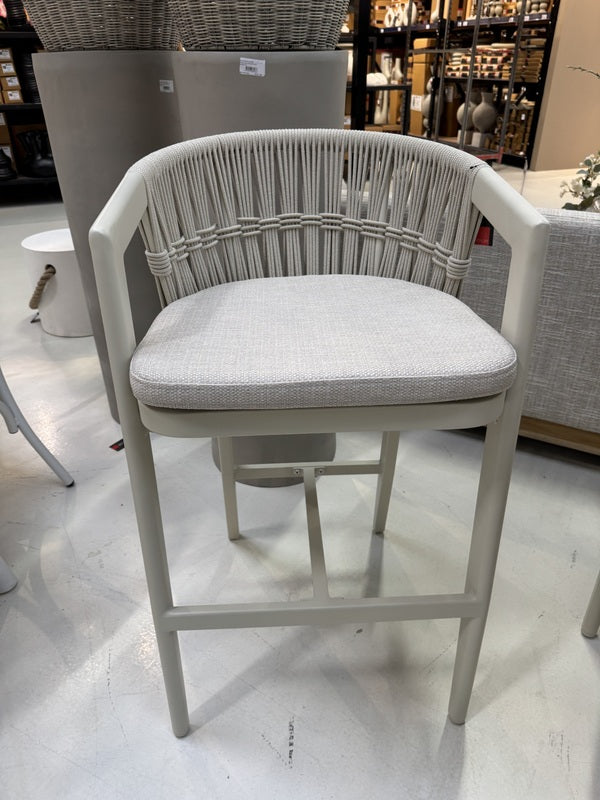 Barstuhl outdoor, Garten-Barstuhl creme-taupe, Sitzhöhe 65 cm