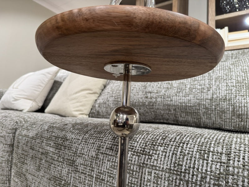 Beistelltisch rund Silber-Holz, Beistelltisch Holz, Durchmesser 45 cm