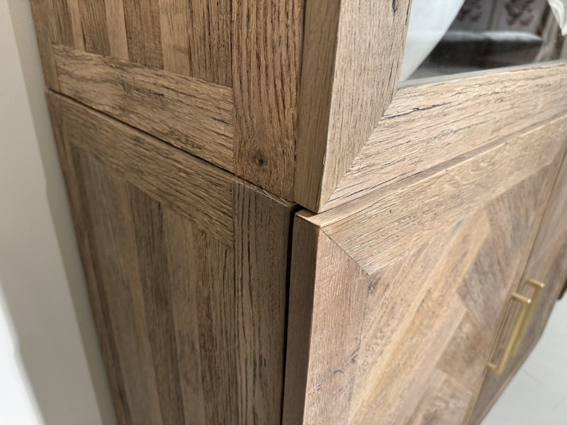 Vitrine Eiche, Geschirrschrank Eiche, Breite 110 cm