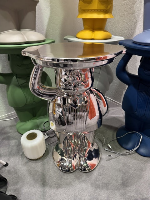 Beistelltisch Silber, Beistelltisch Kunststoff, Höhe 60 cm