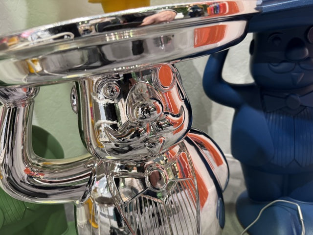 Beistelltisch Silber, Beistelltisch Kunststoff, Höhe 60 cm