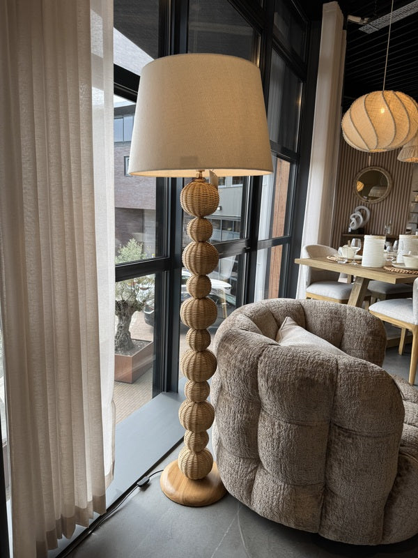 Stehlampe Rattan, Stehleuchte mit Lampenschirm, Höhe195 cm