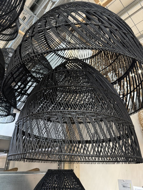 Hängelampe Rattan schwarz, Pendelleuchte schwarz Rattan, Durchmesser 50 cm