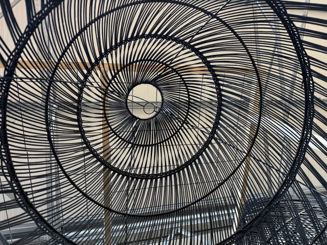 Hängelampe Rattan schwarz, Pendelleuchte schwarz Rattan, Durchmesser 50 cm