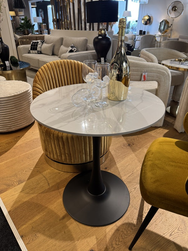 Bistrotisch rund Keramik-Metall, Bistrotisch weiß-grau rund, Durchmesser 70 cm
