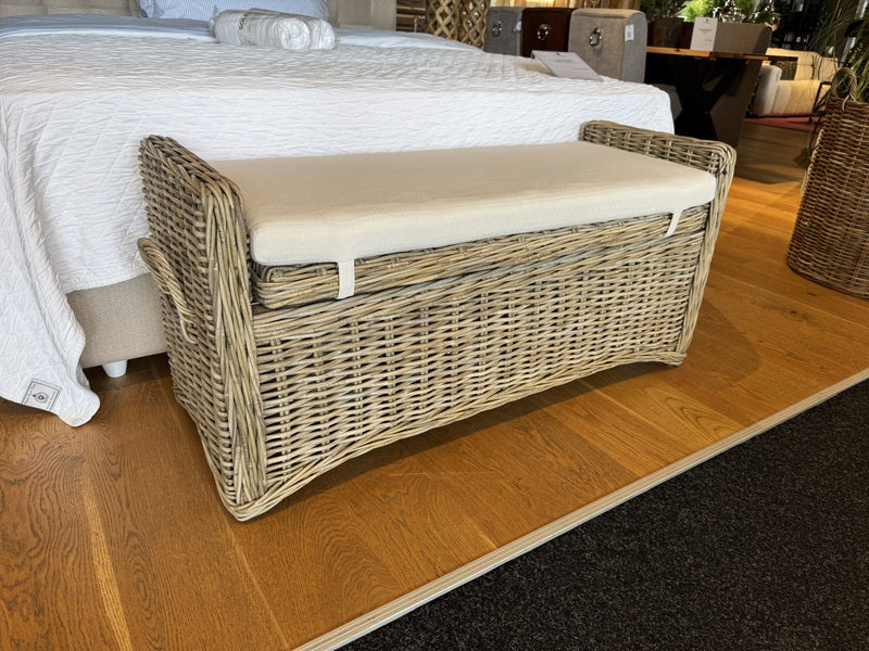 Sitzbank Rattan, Bank Rattan mit Stauraum, Länge 120 cm