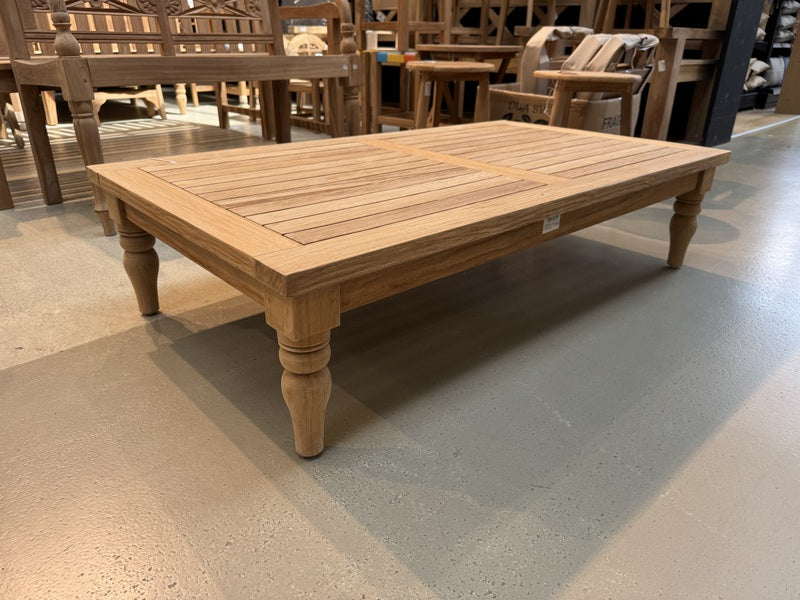 Garten-Couchtisch Teak, Gartentisch Holz massiv, Länge 130 cm