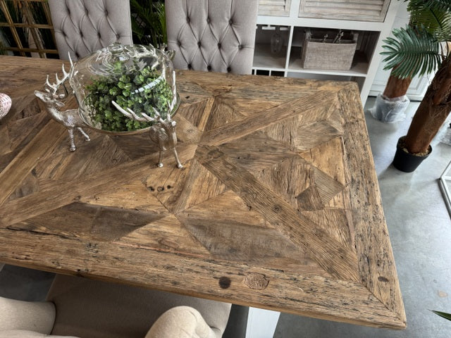 Esstisch Landhausstil, Tisch weiß-braun, Länge 220 cm